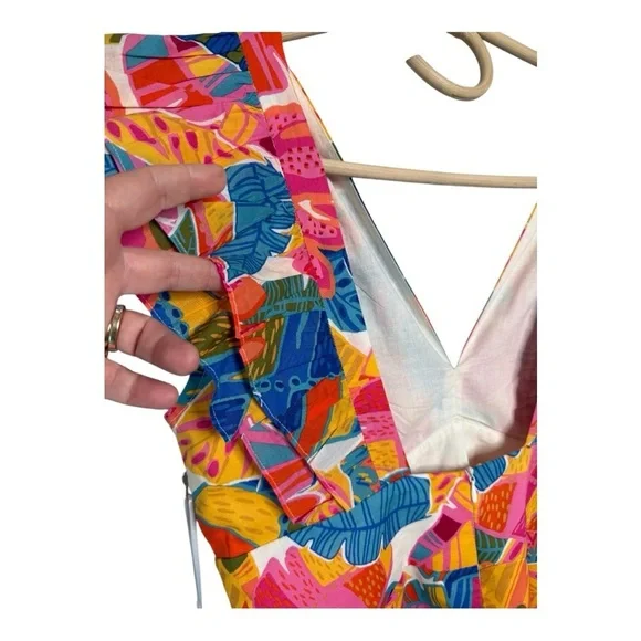 Vibrant Floral Flutter-Sleeve Romper - Orange Multi - Picture 12 of 16